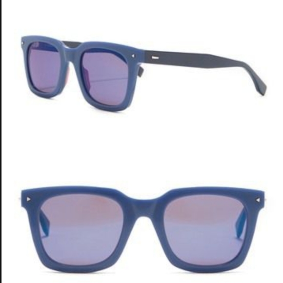 FENDI 49mm Square Unisex Sunglasses Blue/0PJP-XT MADE IN ITALY